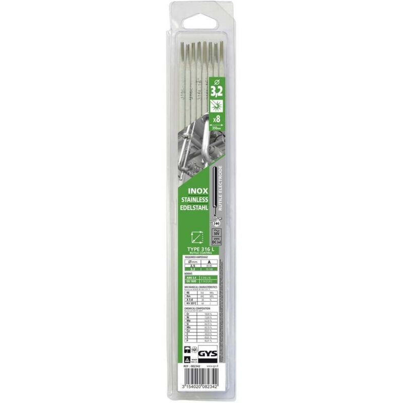 foto del prodotto gys edelstahl elettrodi per saldatura 8 pz. x l 3.2 mm x 350 mm 70 100 a