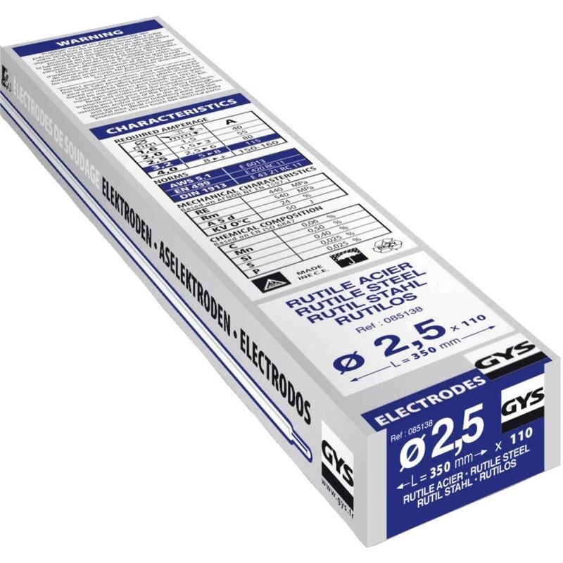 foto del prodotto gys elettrodi per saldatura 110 pz. x l 2.5 mm x 350 mm 80 a max. 