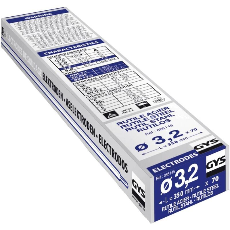foto del prodotto gys elettrodi per saldatura 70 pz. x l 3.2 mm x 350 mm 115 a max. 