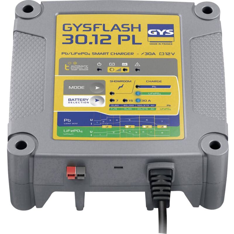 foto del prodotto gys flash 30.12 pl 029668 caricatore automatico, monitoraggio batteria