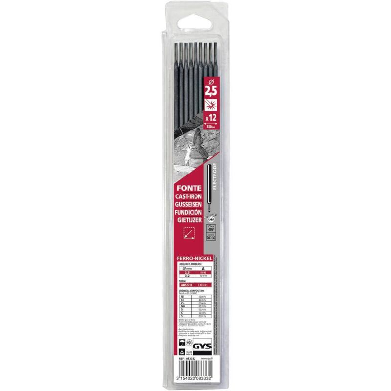 foto del prodotto gys guss elettrodi per saldatura 12 pz. x l 2.5 mm x 350 mm 50 90 a