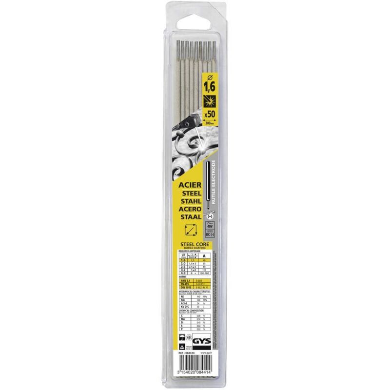 foto del prodotto gys ruti stahl elettrodi per saldatura 50 pz. x l 1.6 mm x 300 mm 40 a max. 