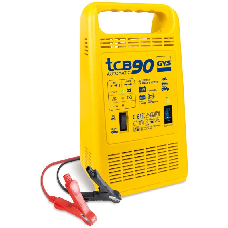 foto del prodotto gys tcb 90 caricabatterie automatico 12v con tester per batterie