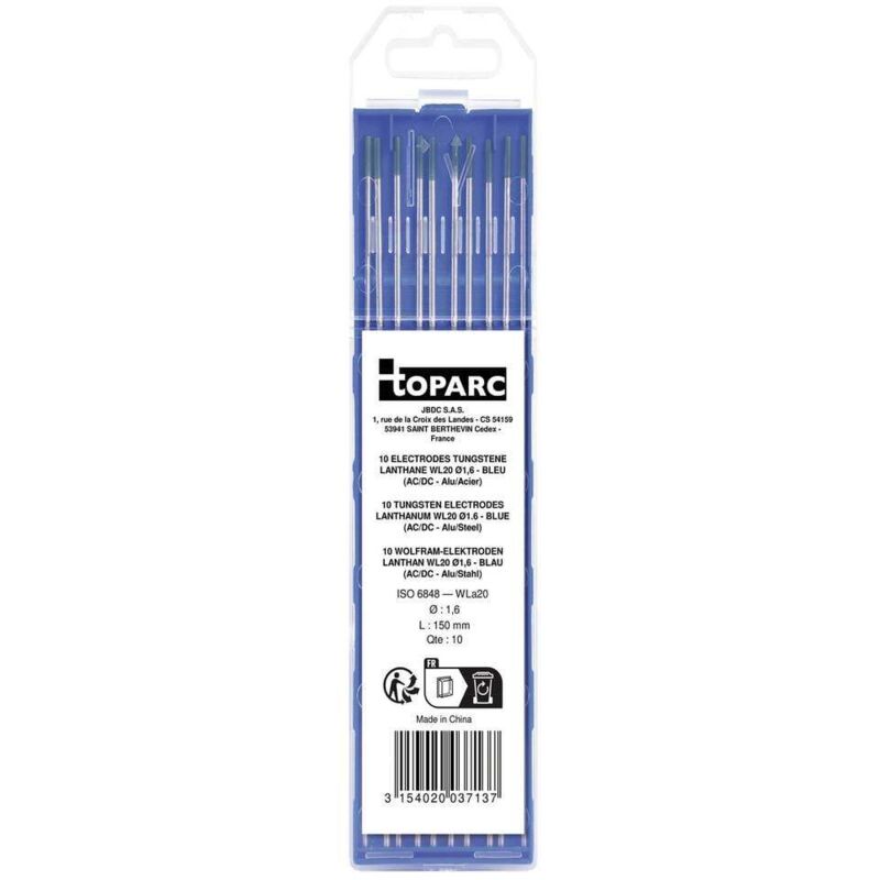 foto del prodotto gys toparc wolfram lanthan wl20 elettrodi per saldatura 10 pz. x l 1.6 mm x 150 mm