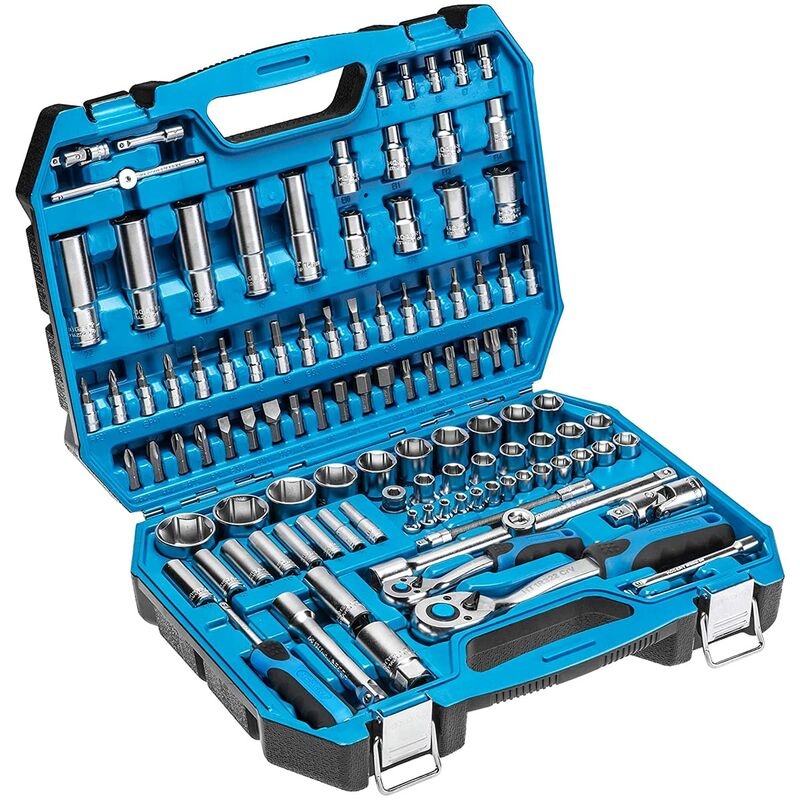 foto del prodotto h gert technik - cassetta attrezzi, set attrezzi, valigetta attrezzi, kit attrezzi, chiavi a bussola, punte e accessori, acciaio cr-v, meccanismo a