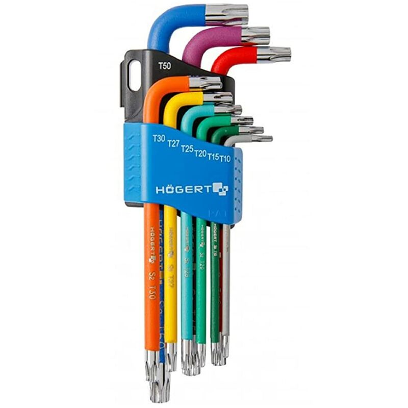 foto del prodotto h gert technik chiave torx i set da 9 pezzi i dimensioni da t10 a t50 i in acciaio legato s2 i resistente alla deformazione e all abrasione i