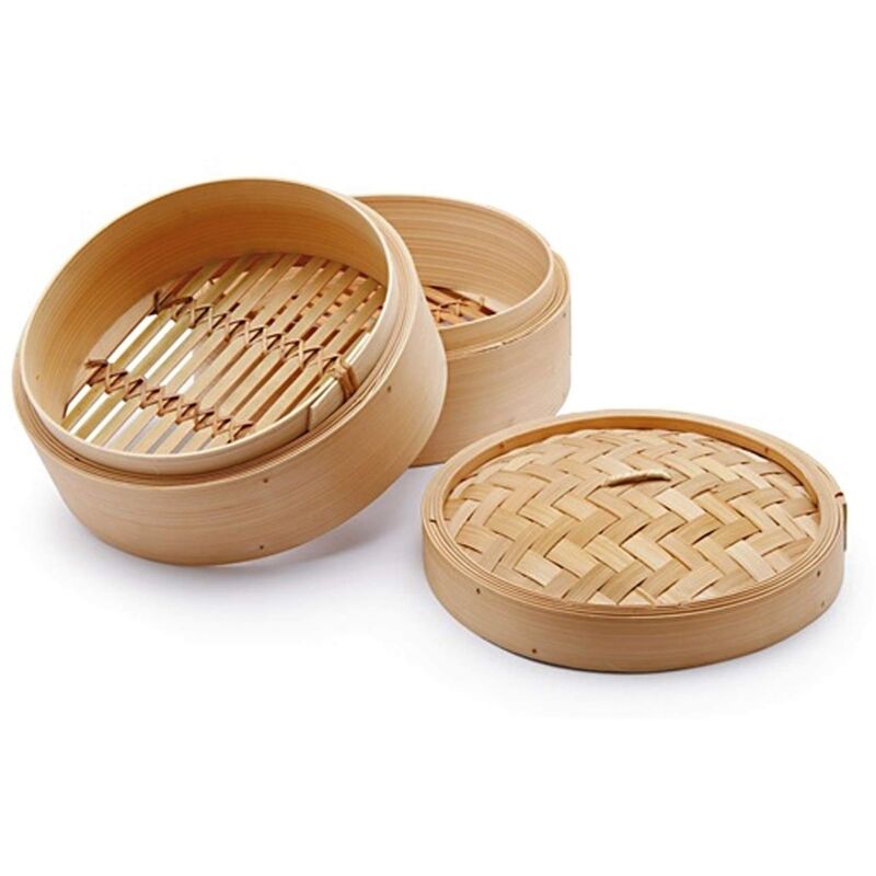 foto del prodotto h h cestello 2 livelli orientale cottura vapore in bamboo cm14,5