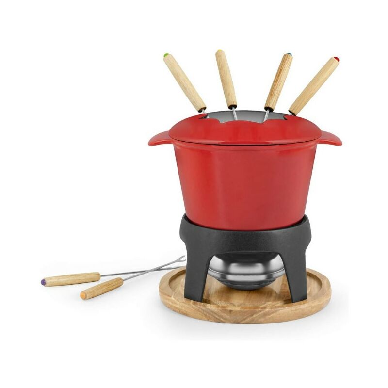 foto del prodotto h h set fonduta e bourguignonne in ghisa rosso 11pz