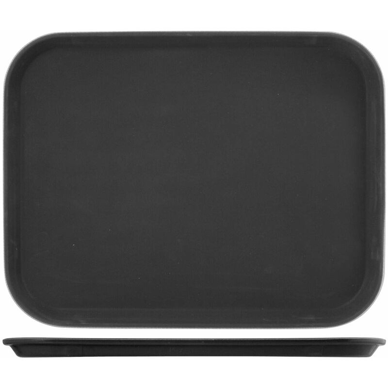 foto del prodotto h h vassoio rettangolare in plastica nero antiscivolo cm40x30