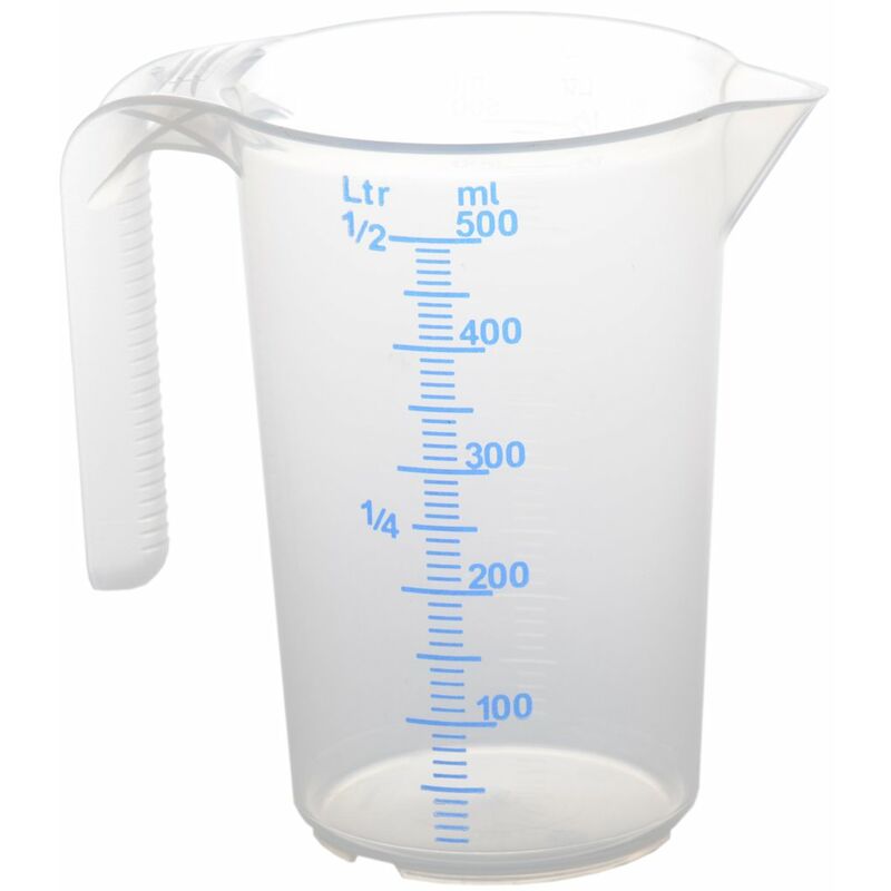 foto del prodotto h nersdorff caraffa graduata da 500 ml, pp, 2 scale manico aperto, trasparente, impilabile