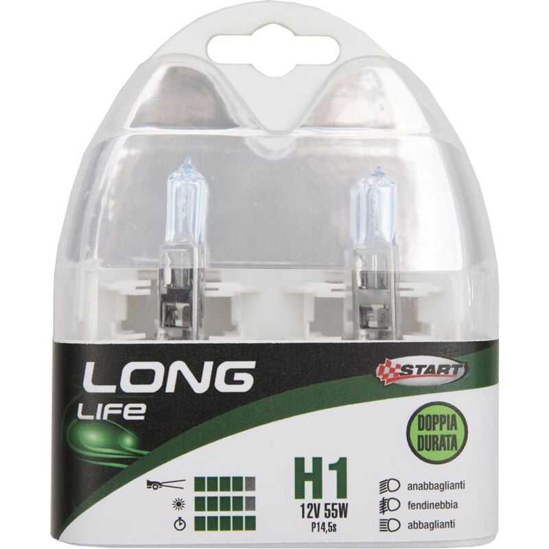 foto del prodotto h1 long life coppia di lampadine per luci auto 12v 55w p14,5s