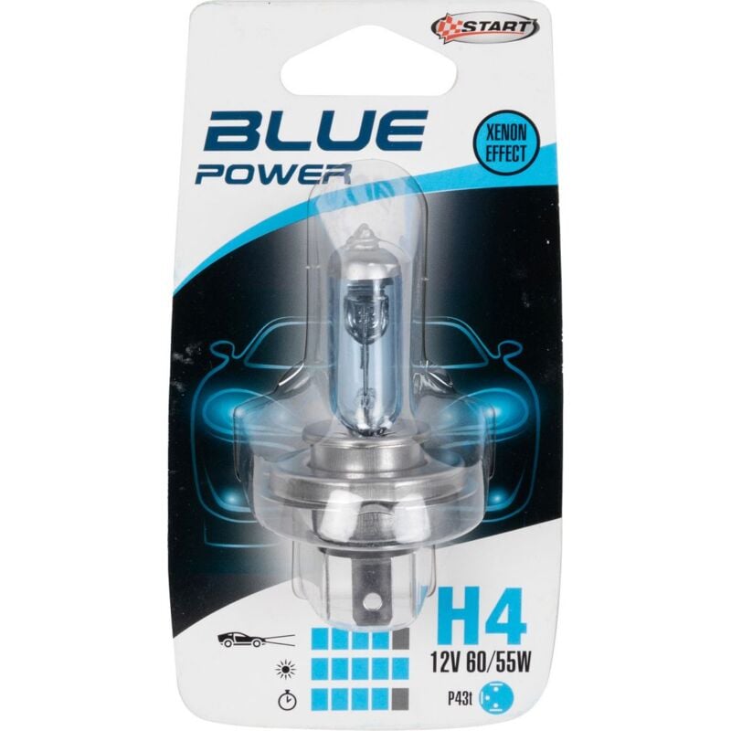 foto del prodotto h4 blue power lampadina alogena per luci auto 12v 55w p43t