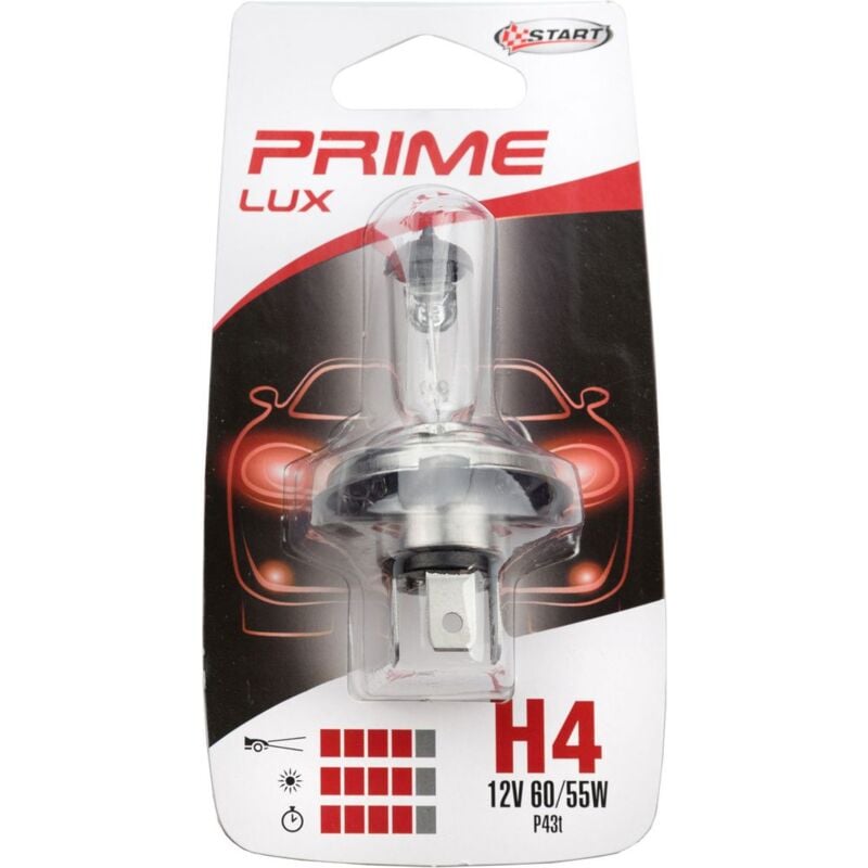 foto del prodotto h4 lampadina singola alogena per luci auto 12v 60 55w p43t