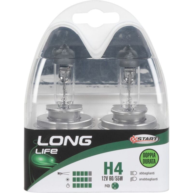 foto del prodotto h4 long life coppia di lampadine per luci auto 12v 60 55w p43t
