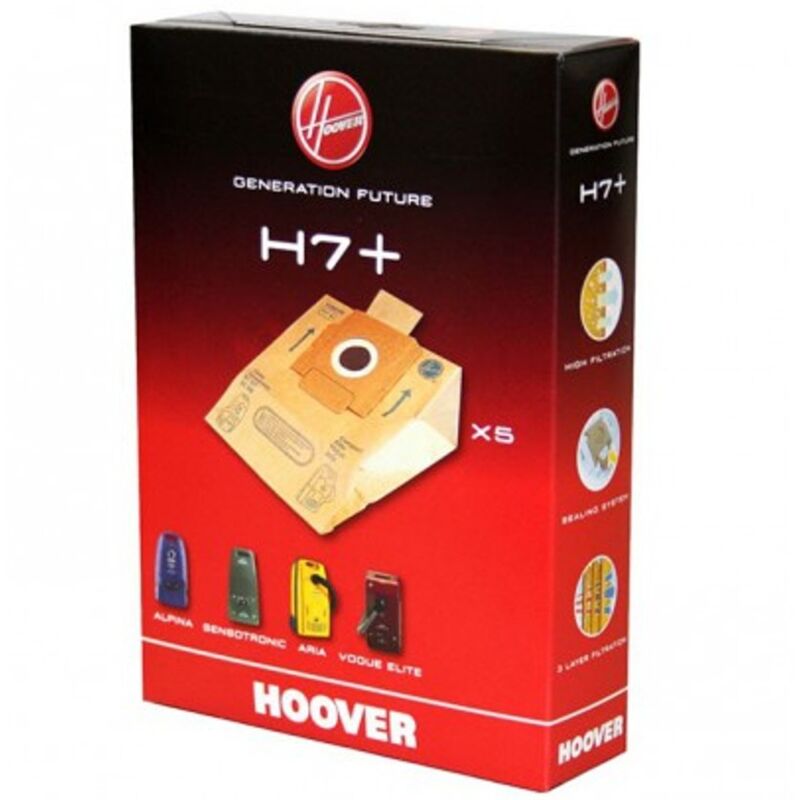 foto del prodotto h7 5 sacchetti aspirapolvere hoover aria alpina sensotronic vogue originali