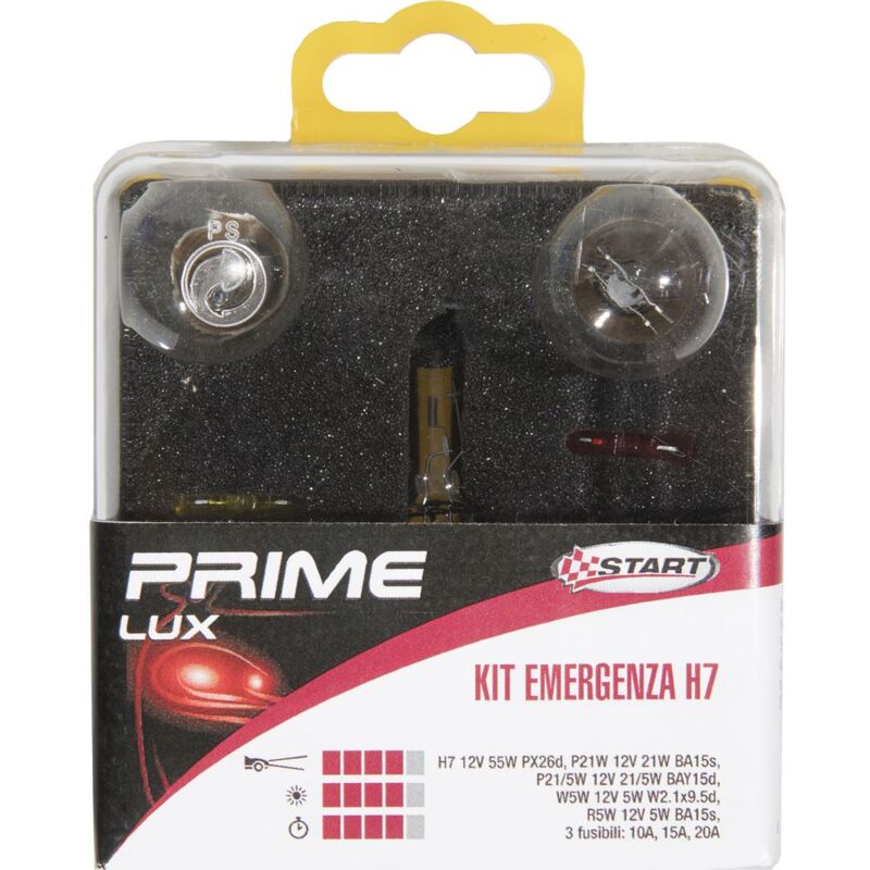 foto del prodotto h7 kit emergenza alogena per luci auto 12v 5 lampade 2fusibili