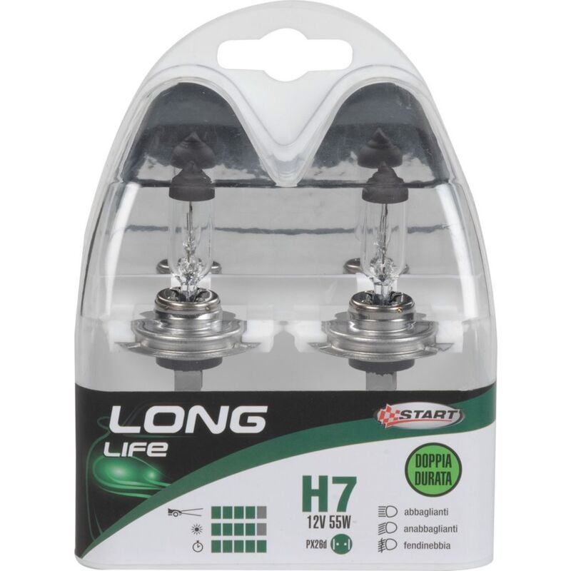 foto del prodotto h7 long life coppia di lampadine per luci auto 12v 55w px26d