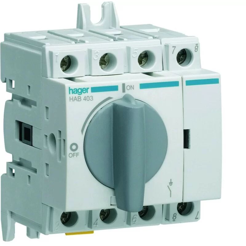 foto del prodotto hab403 interruttore automatico a montaggio esterno 4p 32a hager