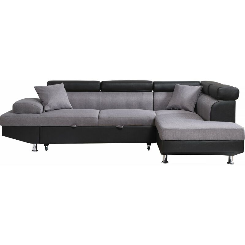 foto del prodotto habitat et jardin divano ad angolo convertibile sophia luxe 265 x 190,5 x 80 91 cm nero grigio 5 posti angolo destro