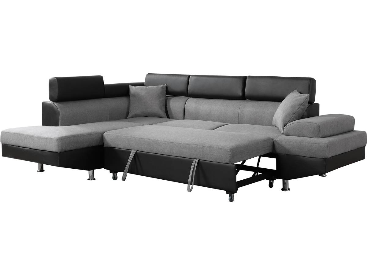 foto del prodotto habitat et jardin divano ad angolo convertibile sophia luxe 265 x 190,5 x 80 91 cm nero grigio 5 posti angolo sinistro