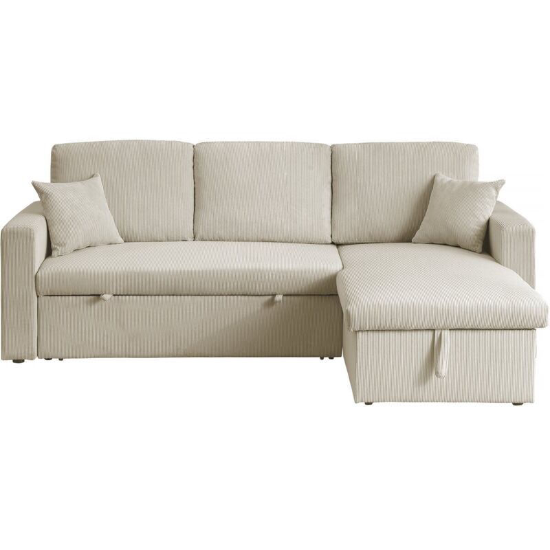 foto del prodotto habitat et jardin divano letto angolare in velluto a coste alain 3 posti beige