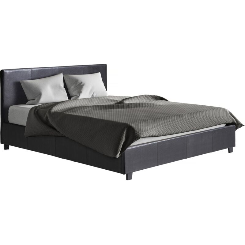 foto del prodotto habitat et jardin - letto doppio con contenitore 'carla' - nero - 140 x 190 cm