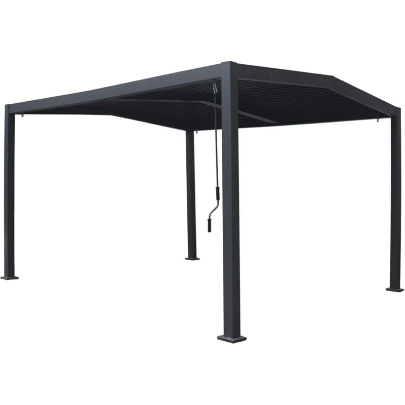 foto del prodotto habitat et jardin pergola bioclimatica tetto a 2 lati victoria in alluminio e metallo 3,5 x 4 m grigio