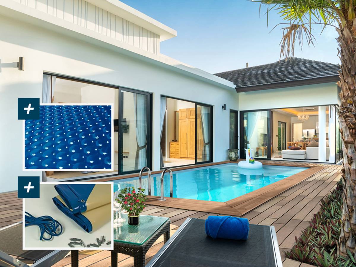 foto del prodotto habitat et jardin piscina rettangolare in legno aruba 5,00 x 3,00 x 1,24 m copertura a bolle 180 copertura invernale 280 g m