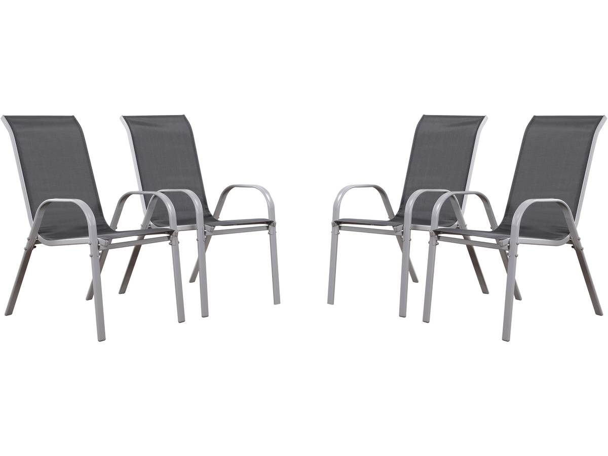 foto del prodotto habitat et jardin sedie da giardino textilene cordoba phoenix grigio scuro argentato set di 4