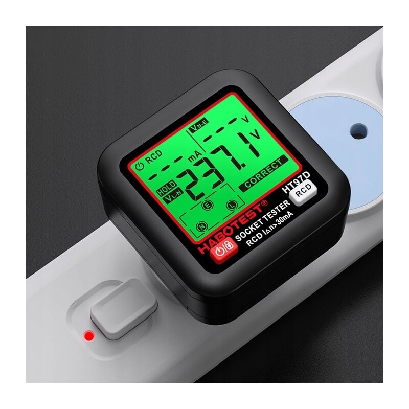 foto del prodotto habotest ht97d tester di tensione per prese elettriche lcd grande