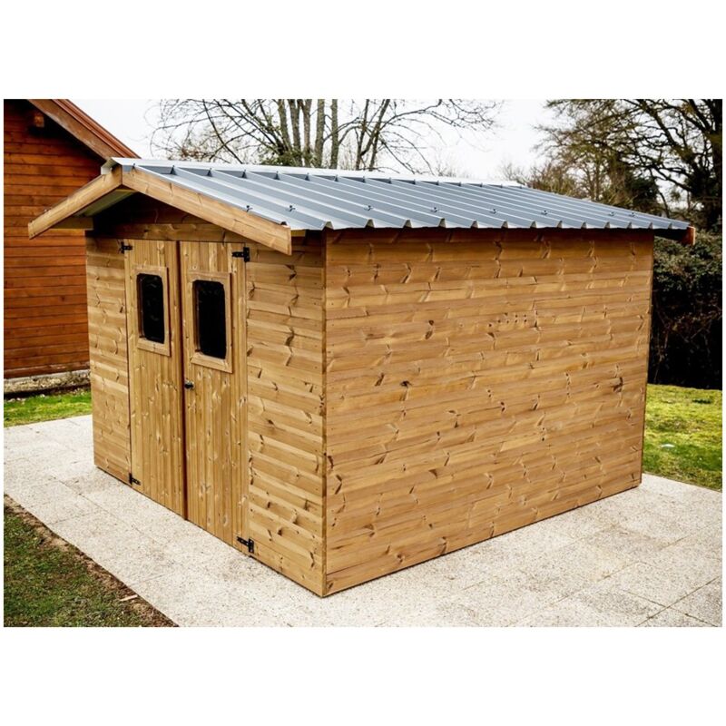 foto del prodotto habrita casetta in legno 2x2 mt da giardino 19 mm tavole da avvitare tetto in acciaio