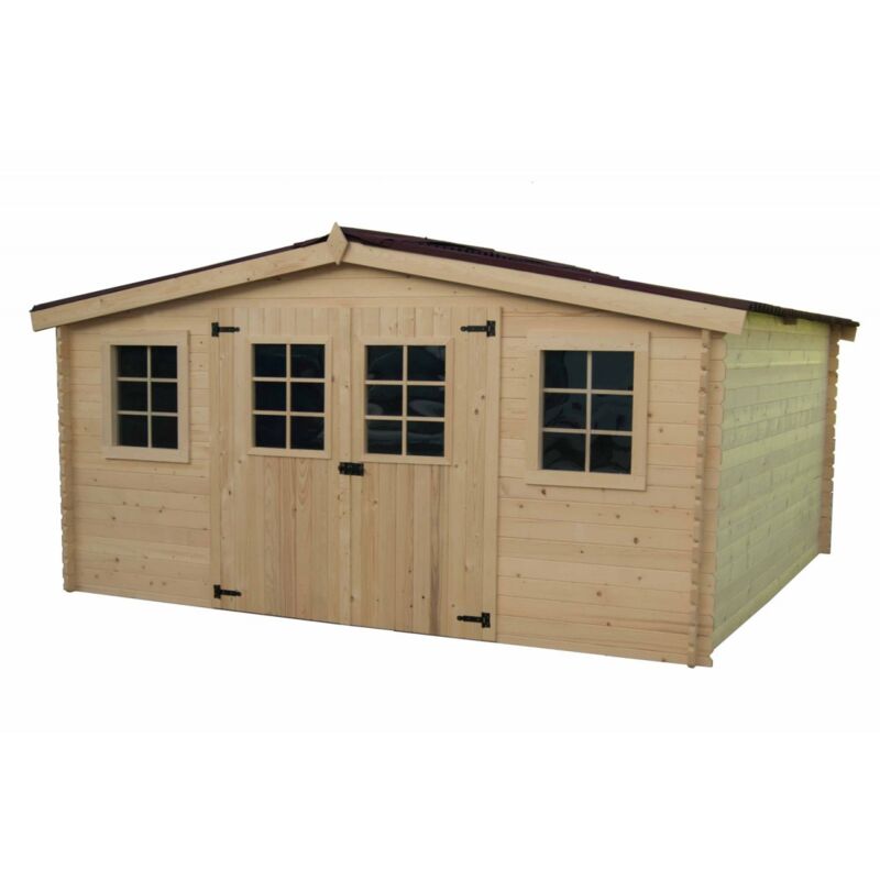 foto del prodotto habrita casetta in legno 4x3 metri 28 mm da giardino tetto ondulina bitumata