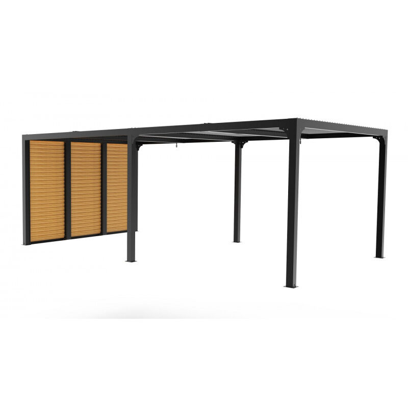 foto del prodotto habrita foresta pergola bioclimatica in alluminio 360x600 grigio antracite con veneziane simil legno