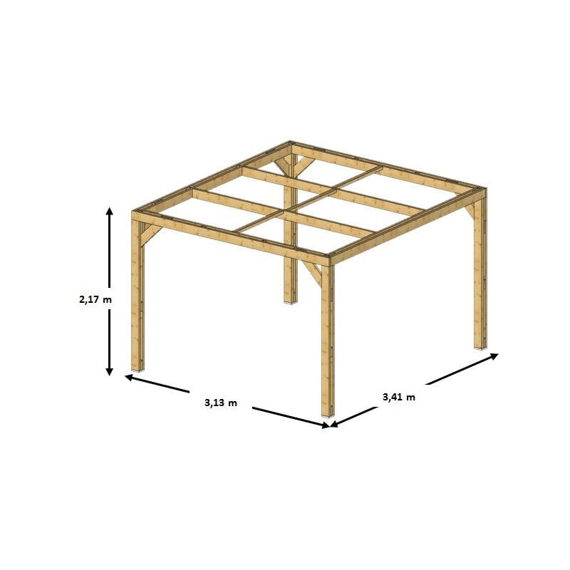 foto del prodotto habrita - gazebo pergola in legno 3.4x3 da giardino senza copertura pergolato