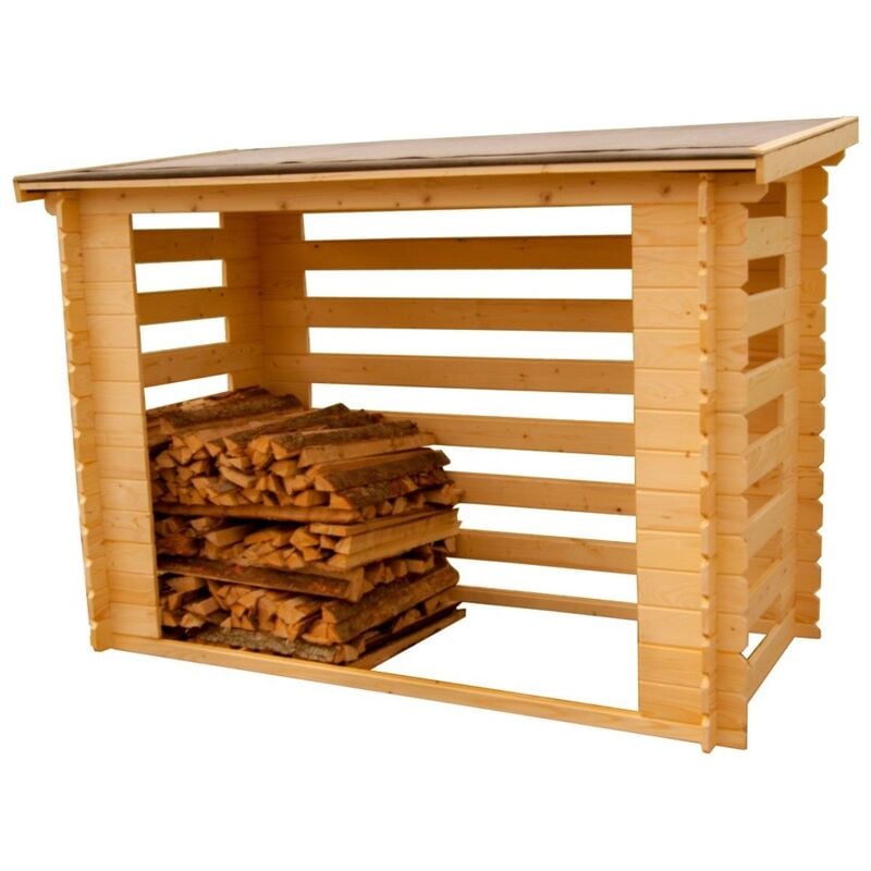 foto del prodotto habrita tettoia legnaia 236x120 3 pareti in legno portalegna da ardere giardino esterno