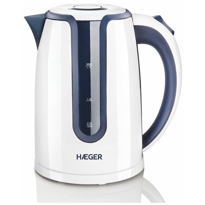 foto del prodotto haeger bollitore elettrico hot blue 2200w 1,7l sistema cordless corpo in acciaio inox ed elemento riscaldante nascosto base girevole a