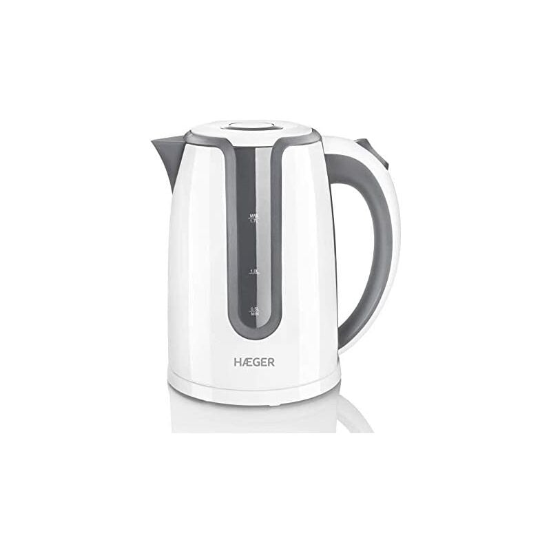 foto del prodotto haeger hot grey - bollitore elettrico con potenza di 2200w, capacità di 1,7l - base girevole a 360°, elemento riscaldante in acciaio inox a scomparsa, protezione contro l'ebollizione, spegnimento auto