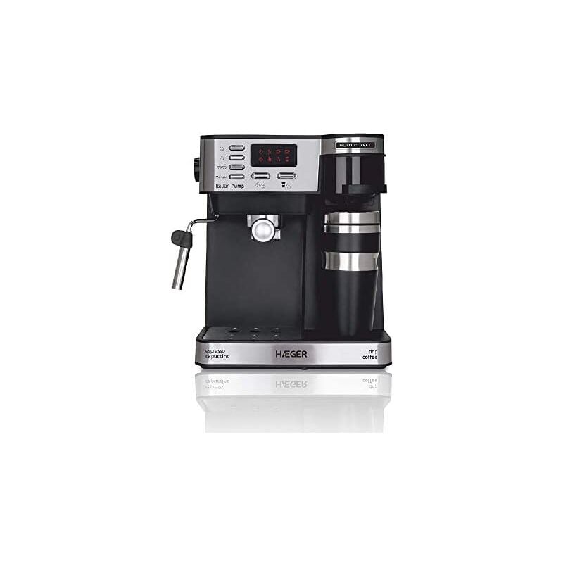 foto del prodotto haeger multi coffee macchina per caff espresso con 1450w, capacit 1,2l display de led, ugello de schiuma e vassoio de vassoio raccogli