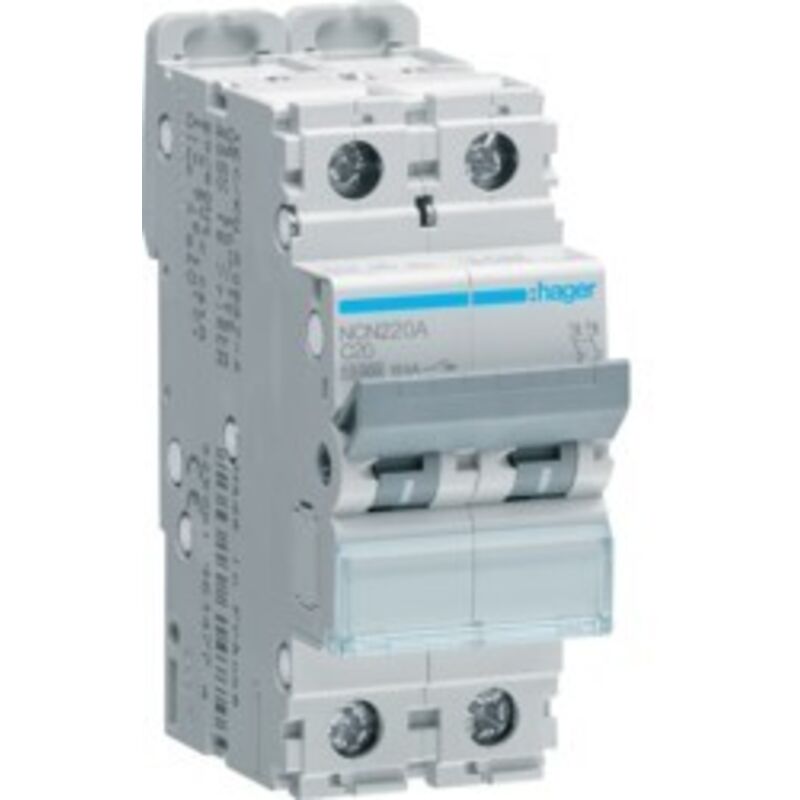 foto del prodotto hager interruttore automatico 2p 20a 10ka c 2m cod. ncn220a 