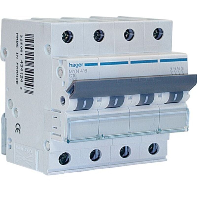 foto del prodotto hager interruttore automatico 4p 20a 4.5ka c 4m cod. myn420 