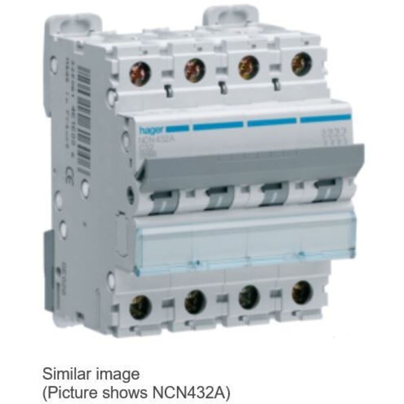 foto del prodotto hager interruttore automatico 4p 25a 10 ka c4m cod. ncn425a 