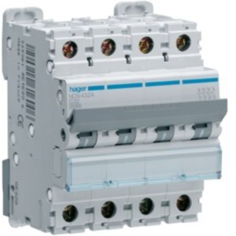 foto del prodotto hager interruttore automatico 4p 32a 10 ka c4m cod. ncn432a 
