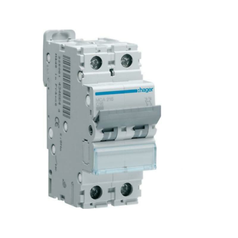 foto del prodotto hager interruttore automatico di comando e protezione 2 poli 25a 6 ka c 2 moduli mca225