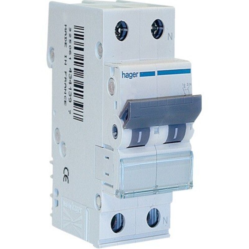 foto del prodotto hager interruttore automatico magnetotermico 1p n 10a 4,5ka c 2m cod. myn510 