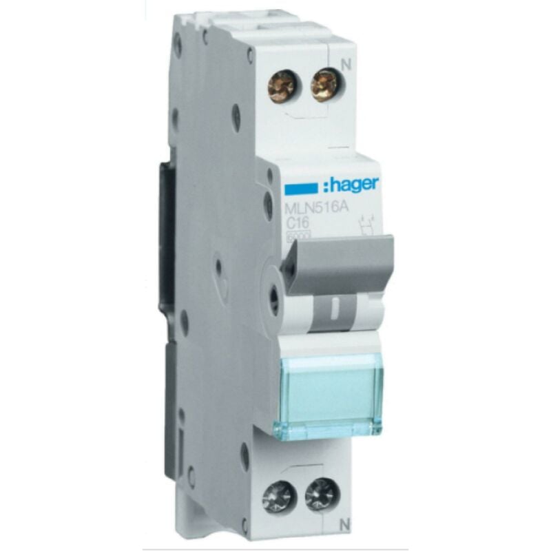foto del prodotto hager interruttore automatico per comando 1p n 16a 6 ka c 1m mln516a