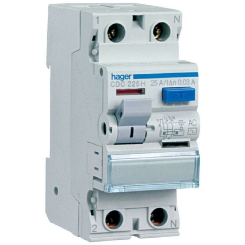 foto del prodotto hager interruttore differenziale puro bipolare 2 poli 300 ma 25a 2 moduli cfc225h