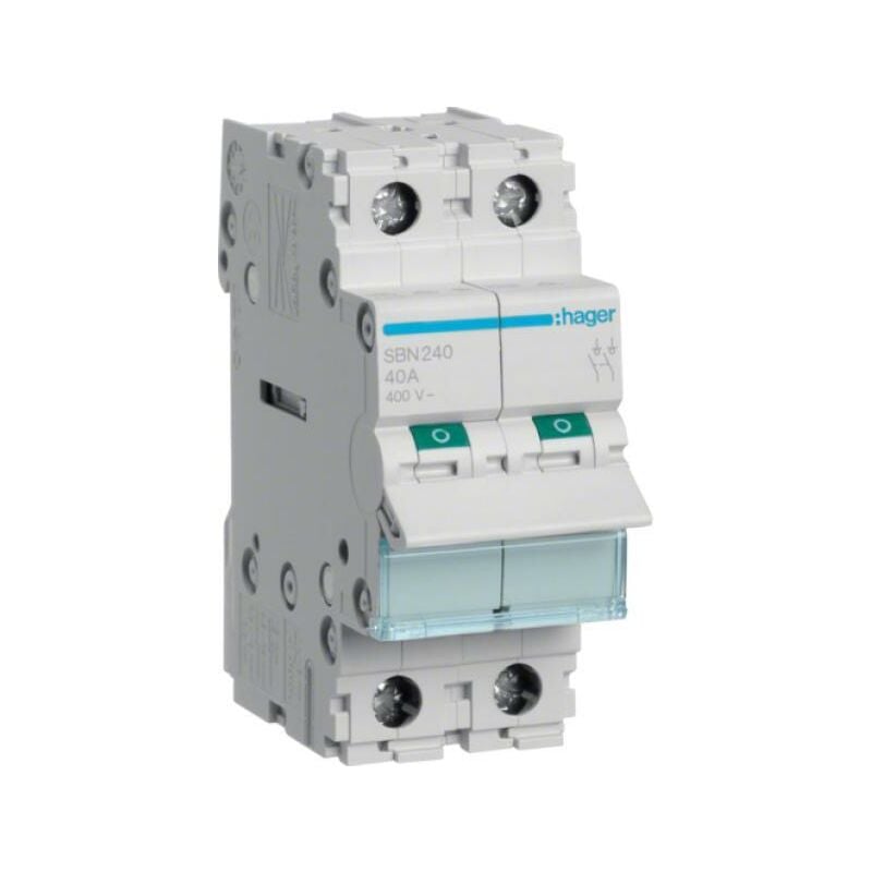 foto del prodotto hager interruttore non automatico 2 poli 40a 2 moduli sbn240