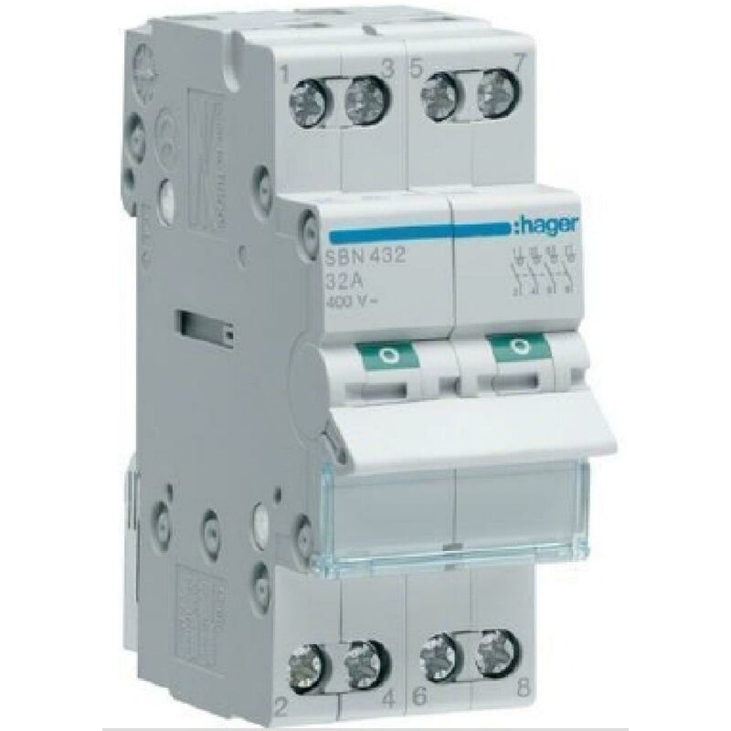 foto del prodotto hager interruttore non automatico 4 poli 32a 2 moduli sbn432