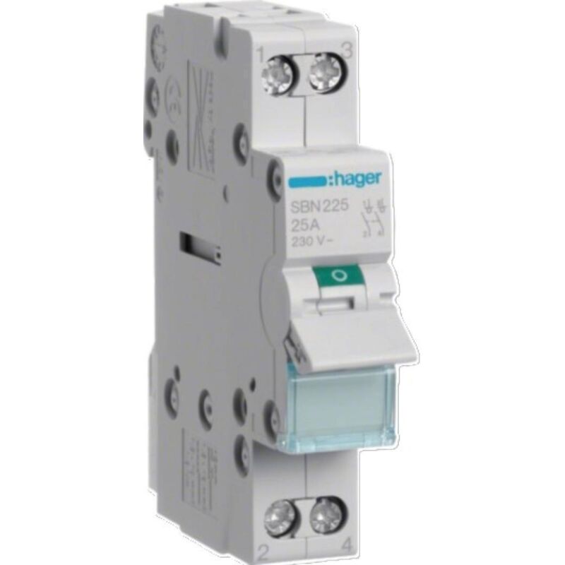 foto del prodotto hager interruttore sezionatore 2 poli 25a 230v ac 1 modulo ip20 sbn225