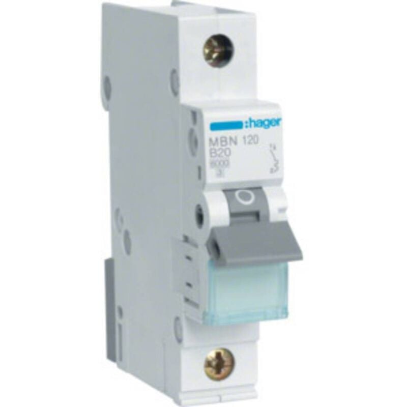 foto del prodotto hager mbn120 interruttore magnetotermico 1 polo 20 a